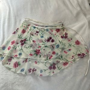 Floral White Wrap Skirt